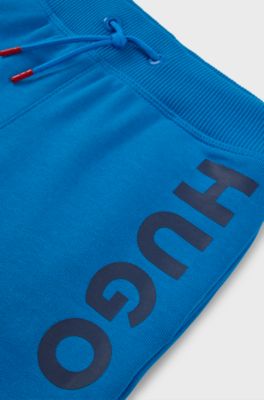 Kids' cotton-blend shorts with logo print, Blue