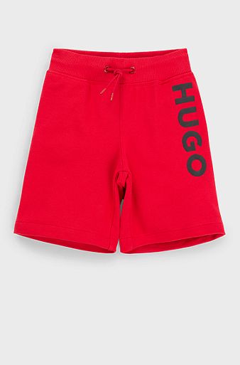 Kids' cotton-blend shorts with logo print, Red