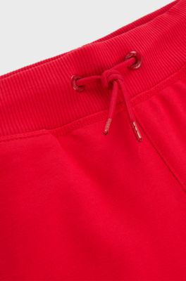 キッズ コットンブレンド ショートパンツ ロゴプリント, レッド