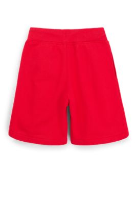 Kids' cotton-blend shorts with logo print, Red