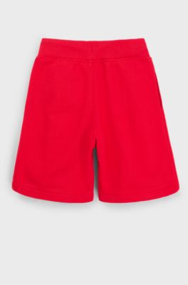 Kids' cotton-blend shorts with logo print, Red