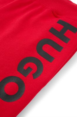 Kids' cotton-blend shorts with logo print, Red