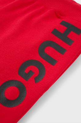 Kids' cotton-blend shorts with logo print, Red