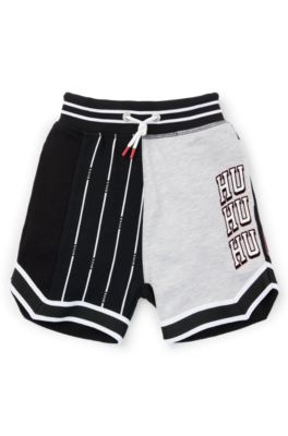 Kids' cotton-blend shorts with mixed logos, Black