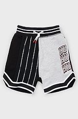 Kids' cotton-blend shorts with mixed logos, Black