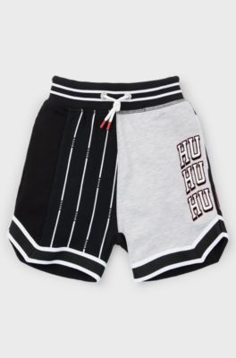 Kids' cotton-blend shorts with mixed logos, Black