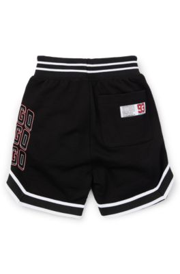 Kids' cotton-blend shorts with mixed logos, Black