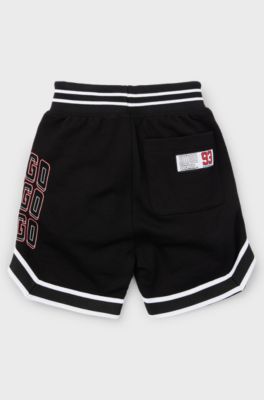 Kids' cotton-blend shorts with mixed logos, Black