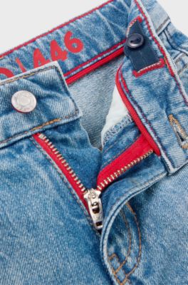Kids' loose-fit shorts in blue denim, Light Blue