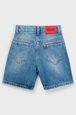 Kids' loose-fit shorts in blue denim, Light Blue