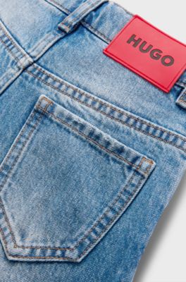 Kids' loose-fit shorts in blue denim, Light Blue