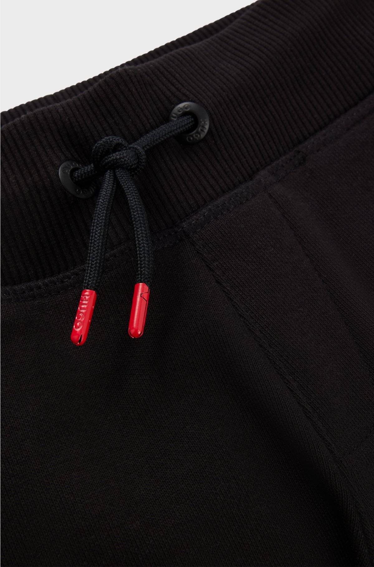 Kids' cotton-blend tracksuit bottoms with vertical logo print, Black