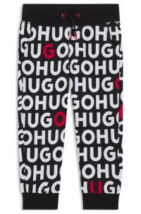 Kids' cotton-blend tracksuit bottoms with repeat-logo print, Patterned