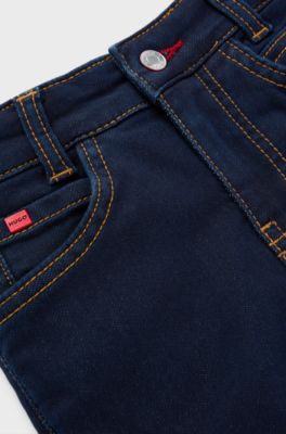 Kids' slim-fit jeans in blue knitted denim, Patterned