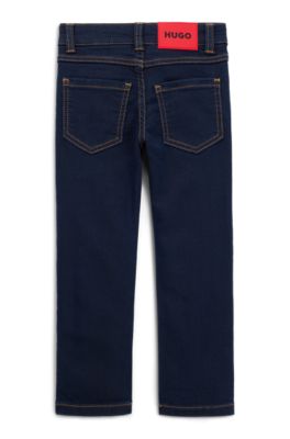Slim fit-jeans f&ouml;r barn i bl&aring; stickad denim, M&ouml;nster