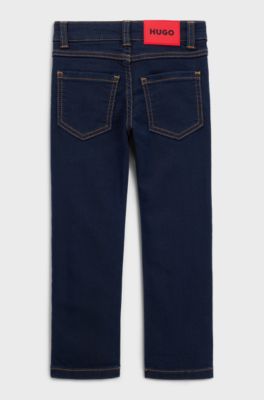Kids' slim-fit jeans in blue knitted denim, Patterned