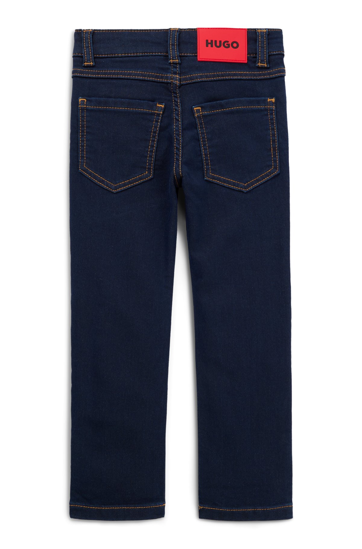 Kids' slim-fit jeans in blue knitted denim, Patterned
