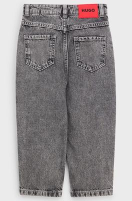 Kids' loose-fit jeans in grey cotton denim, Dark Grey