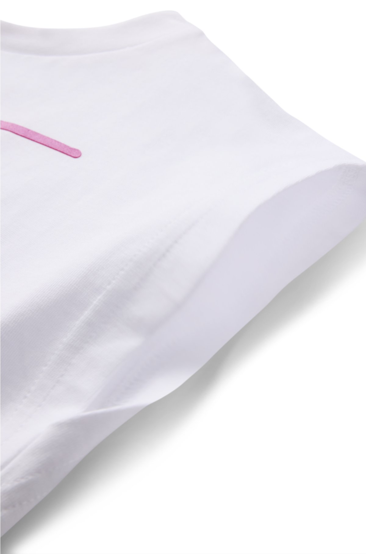 Kids' sleeveless T-shirt in cotton with metallic handwritten logo, White