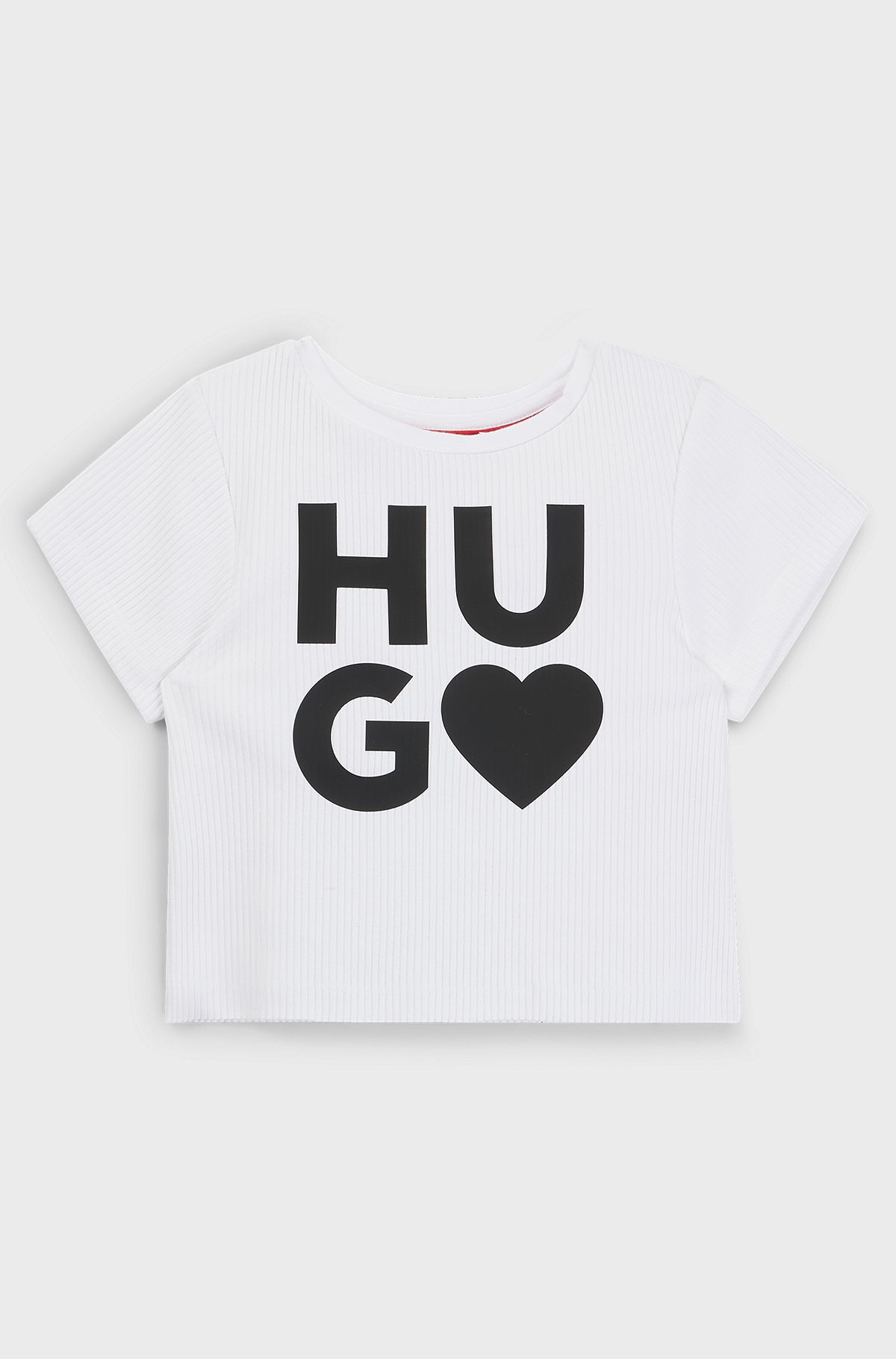Kids' cotton-blend T-shirt with heart-logo print, White