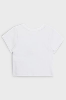 Kids' cotton-blend T-shirt with heart-logo print, White