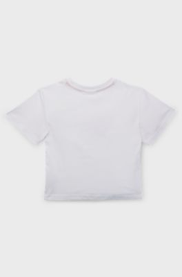 Kids' cotton-jersey T-shirt with seasonal logo, White