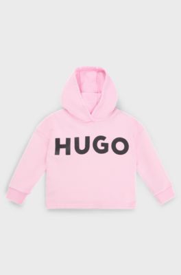 Kids' hoodie in French-terry cotton with logo print, Pink