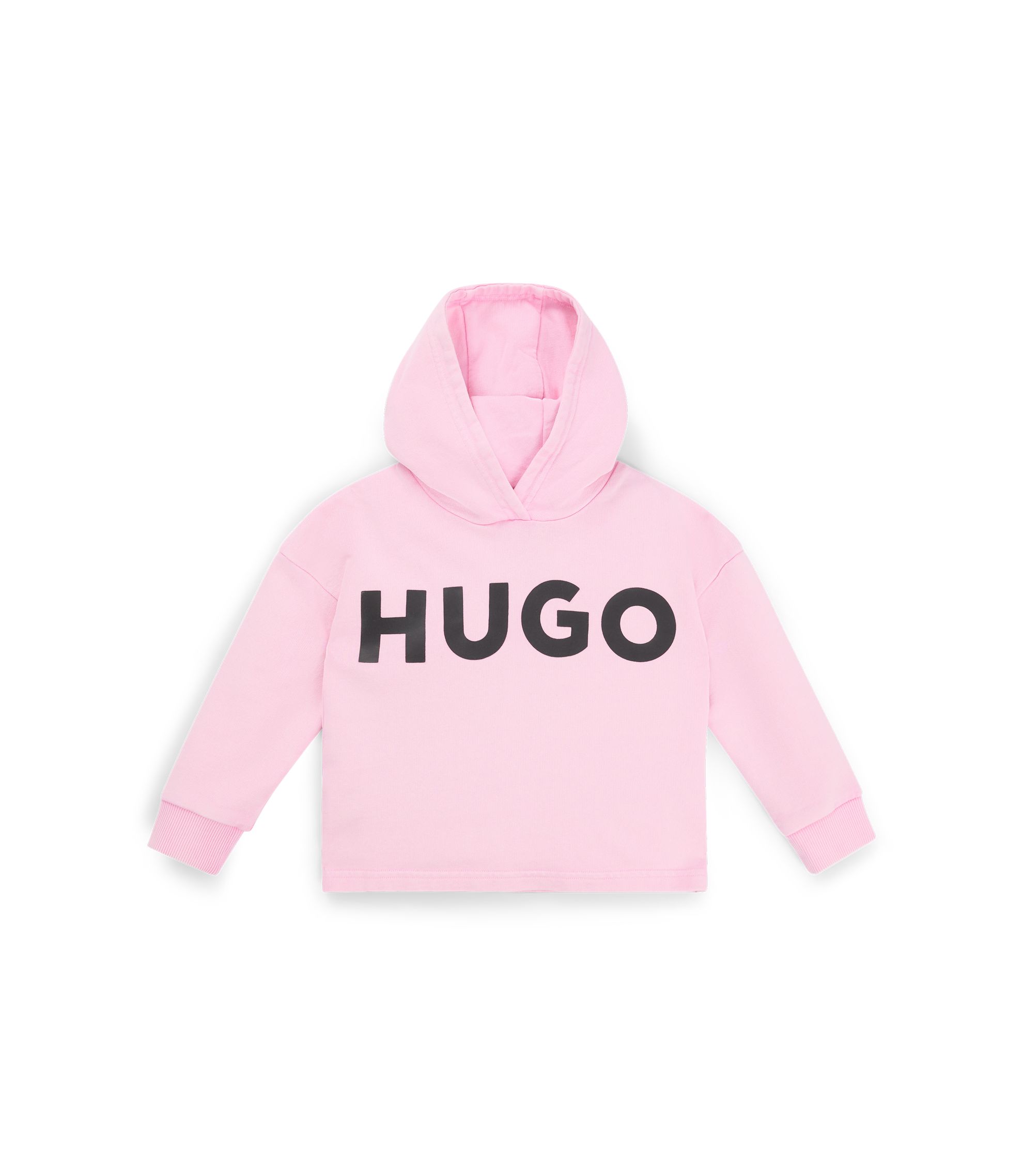 HUGO - キッズ フーディ コットンフレンチテリー ロゴプリント - ピンク