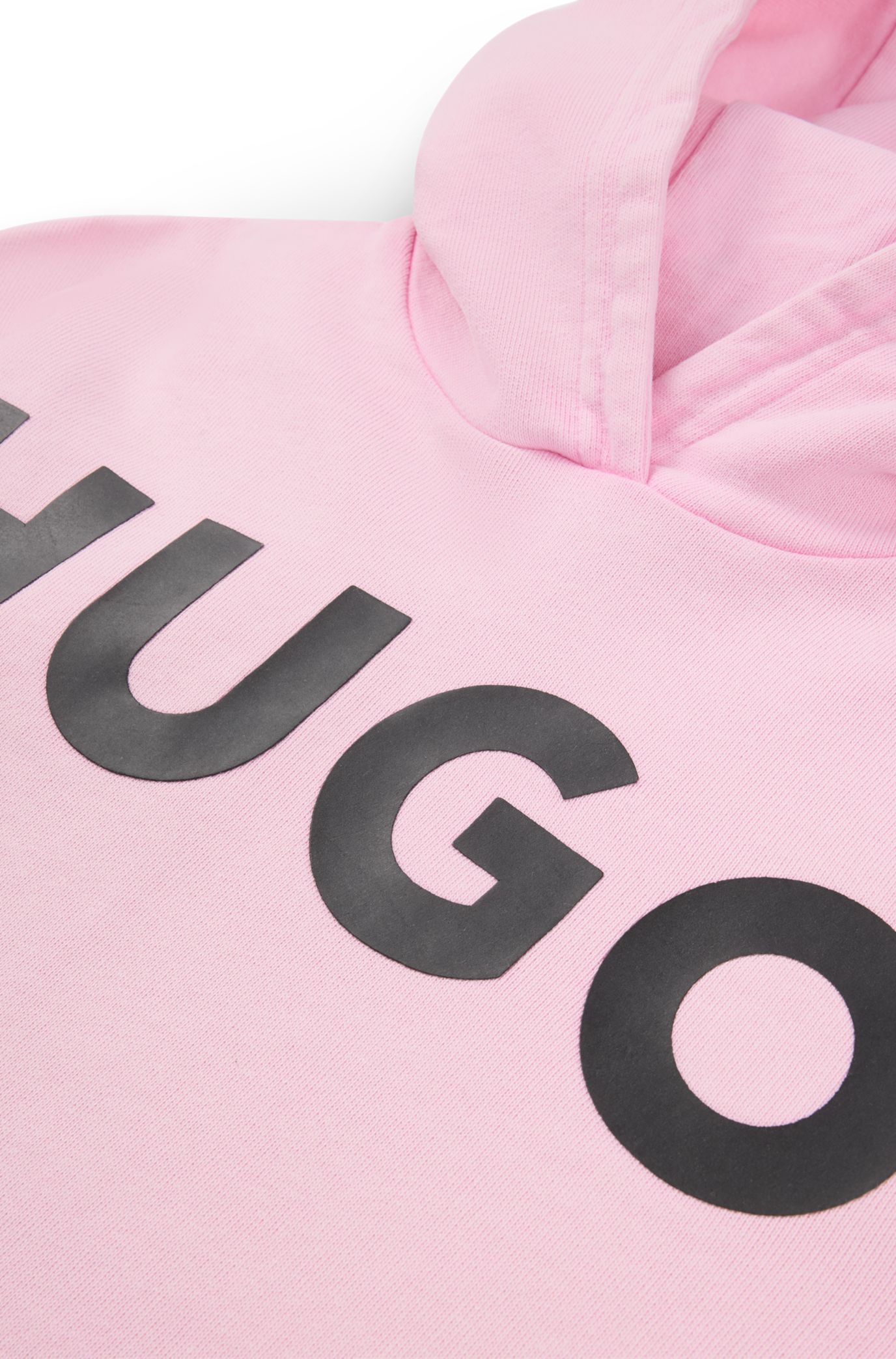 HUGO レギュラーフィット フーディ フレンチテリー ロゴプリント HUGO - キッズ フーディ コットンフレンチテリー ロゴプリント