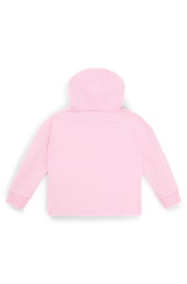 Sweat &agrave; capuche en molleton de coton avec logo imprim&eacute; pour enfant, Rose
