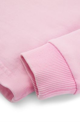 Sweat &agrave; capuche en molleton de coton avec logo imprim&eacute; pour enfant, Rose