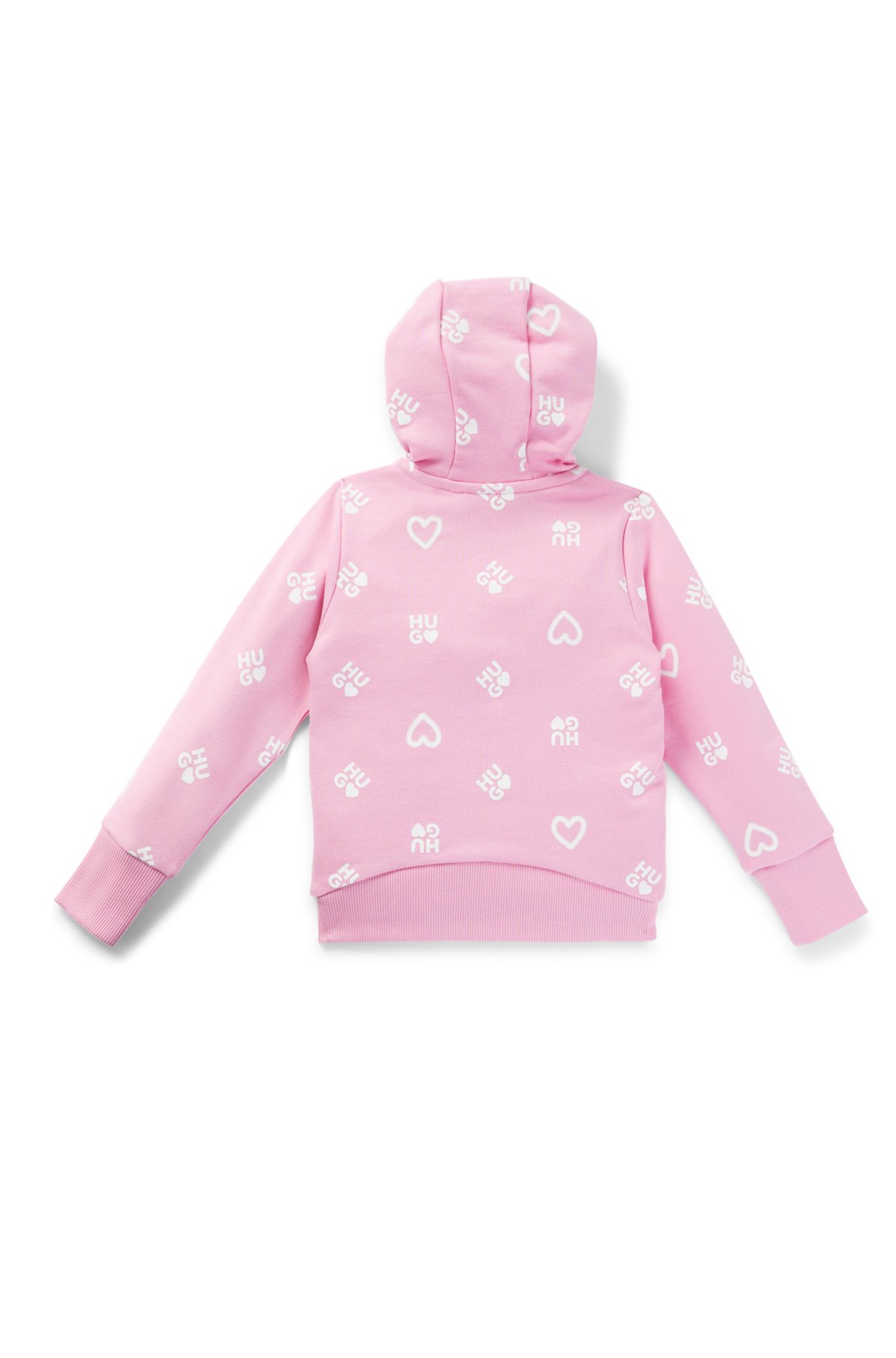 Kids' cotton-blend hoodie with hearts and logos, Pink