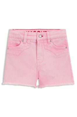 Kids' shorts in stretch denim with Western-inspired stitching, Pink