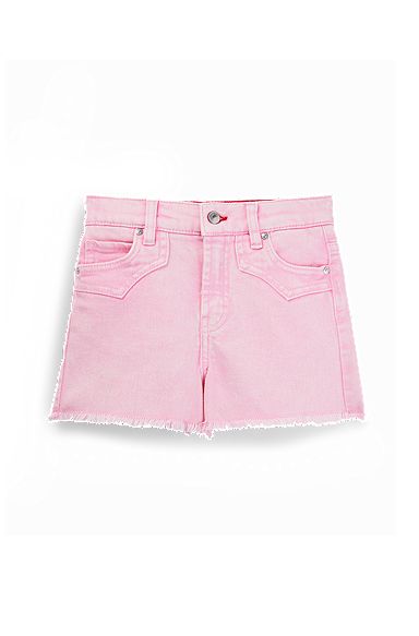 Shorts para niños en denim elástico con costuras inspiradas en los wésterns, Pink
