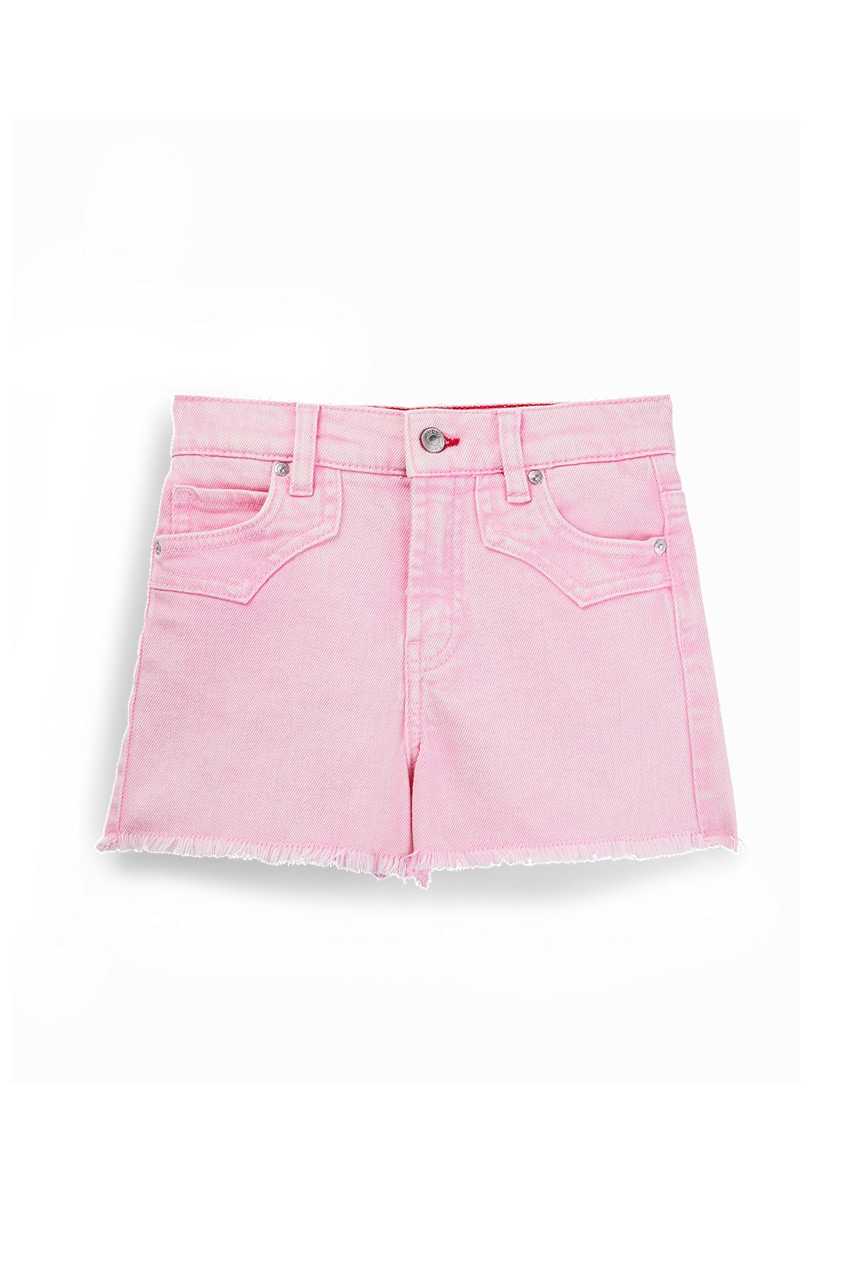 Kids' shorts in stretch denim with Western-inspired stitching, Pink