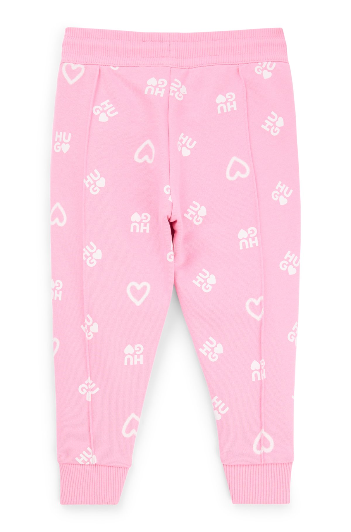 Kids' cotton-blend tracksuit bottoms with hearts and logos, Pink