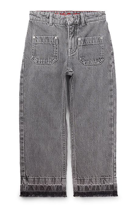 Relaxed fit jeans til børn i grå bomuldsdenim, Mønstret
