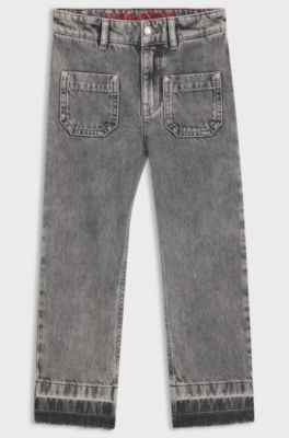 Kids' relaxed-fit jeans in grey cotton denim, Dark Grey