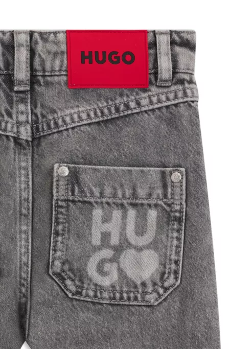 Jean coupe décontractée en denim de coton gris pour enfant