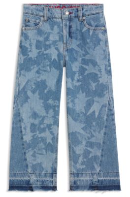 Kids' relaxed-fit jeans in star-print cotton denim, Patterned