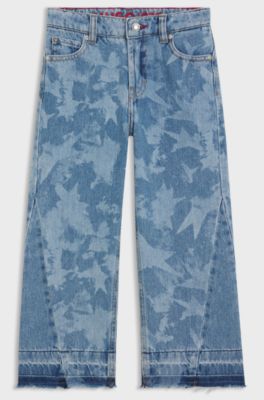 Kids' relaxed-fit jeans in star-print cotton denim, Patterned