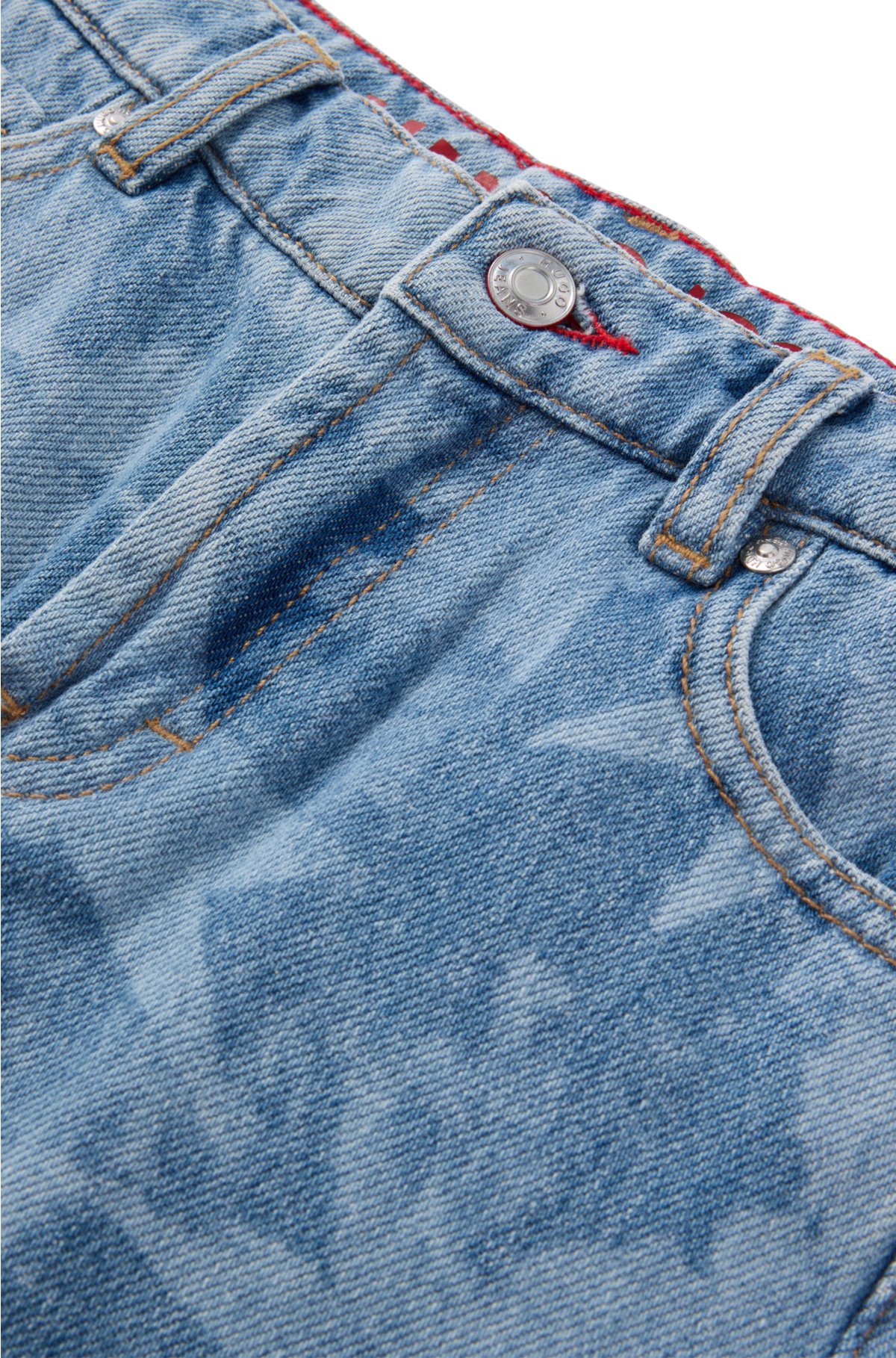 Kids' relaxed-fit jeans in star-print cotton denim, Patterned