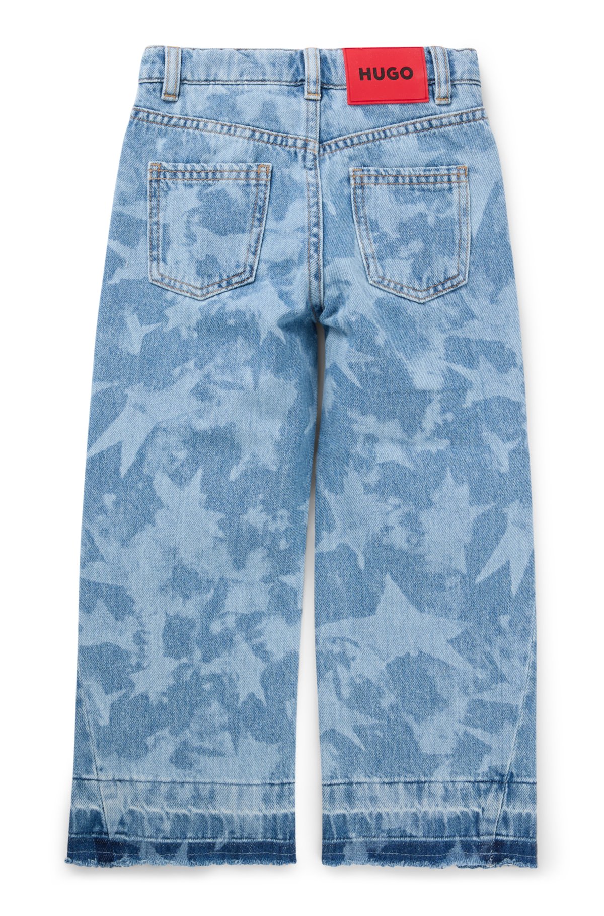Kids' relaxed-fit jeans in star-print cotton denim, Patterned