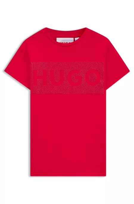 Robe t-shirt en jersey de coton à logo artistique clouté pour enfant