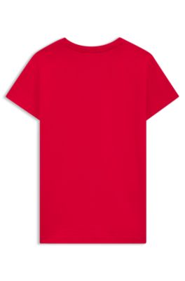 Kids' cotton-jersey T-shirt dress with studded logo artwork, Red