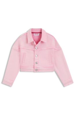 Kids' jacket in overdyed stretch-cotton denim, Pink