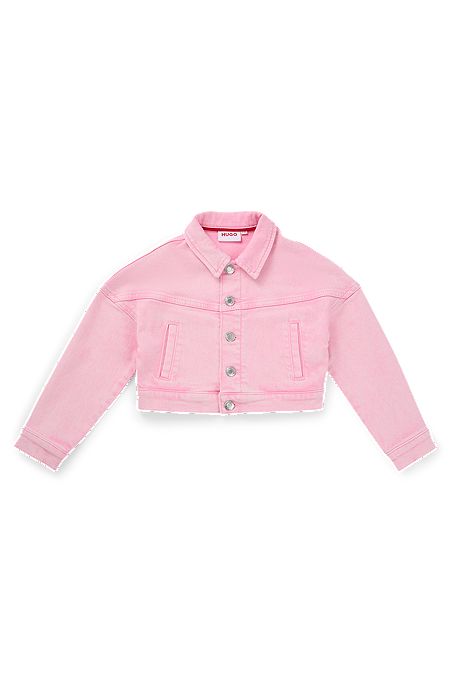 Kids' jacket in overdyed stretch-cotton denim, Pink