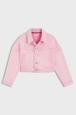 Kids' jacket in overdyed stretch-cotton denim, Pink