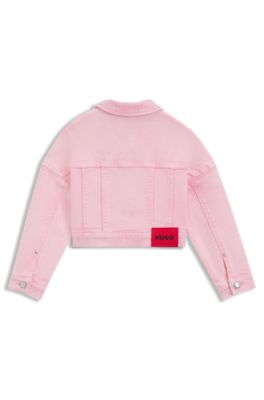Kids' jacket in overdyed stretch-cotton denim, Pink