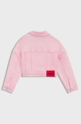 Giubbotto per bambini in denim elasticizzato sovratinto, Rosa